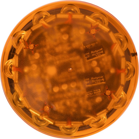 Top view of professional orange LED beacon BAQUDA.HR.O by Strobos