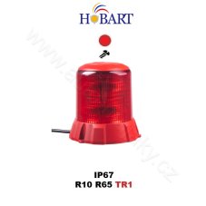 Robustný červený LED maják, červený hliník, 96 W, ECE R65