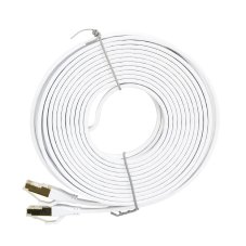 Plochý sieťový kábel S/STP CAT8, 2 x RJ45, 7,5 m, biely