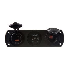 Trojitá zásuvka do panelu CL, Voltmetr, 2x USB nabíjačka QC3.0/PD