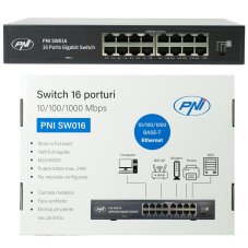 Switch 16 x 10/100/1000 Mbps, Gigabit, kovové puzdro