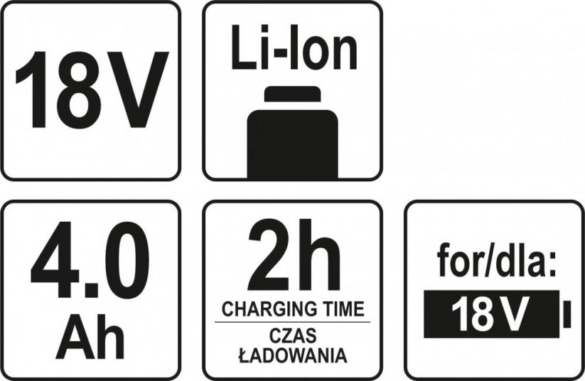 Baterie náhradní 18V Li-Ion 4,0 AH (YT-82782, YT-82788,YT-82826, YT-82804)