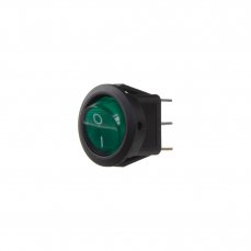 Round rocker switch 20A green with backlight