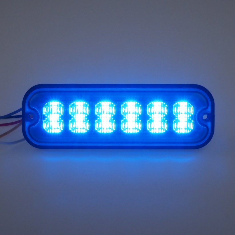 Warning light 12x4W LED, 12-24V, blue, ECE R10