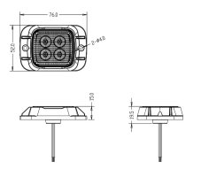 PREDATOR 4x 3 W LED, 12-24 V, modrý, ECE R65