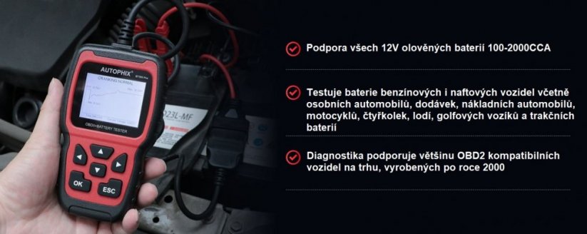 Tester akumulátorů/univerzální autodiagnostika Autophix BT300PRO