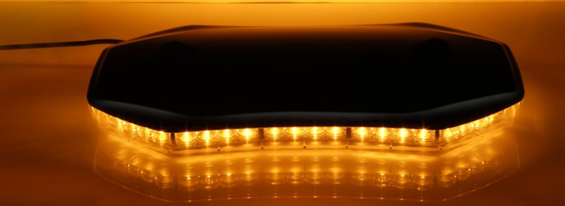 View of a working orange LED lightbar sre22940w by FordaLite-G