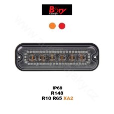 Zadní červené obrysové LED světlo s výstražným oranžovým světlem, 12-24V, ECE R65