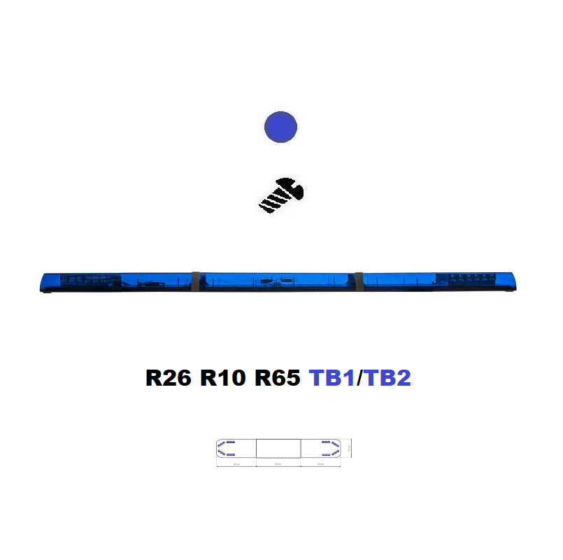 LED majáková rampa Optima 60C 140cm, Modrá, EHK R65 - Barva: Modrá, Kryt: Barevný, LED moduly: 8ml