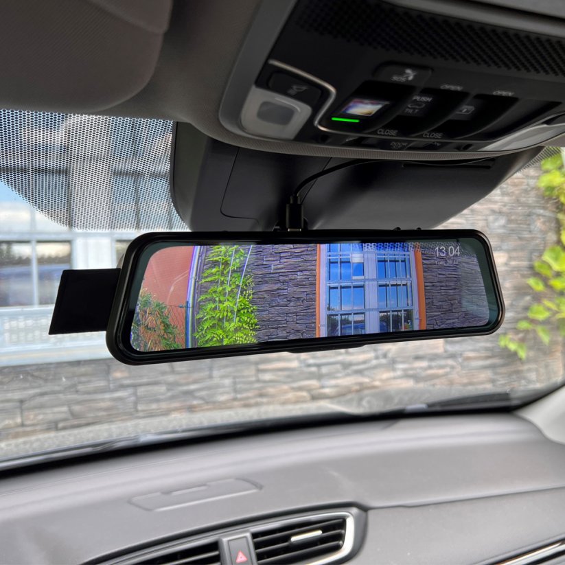 9.66" monitor with Apple CarPlay, Android car, Bluetooth, Dual DVR in mirror for mirror mounting