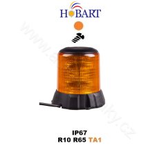 Robustní oranžový LED maják, černý hliník, 96W, ECE R65