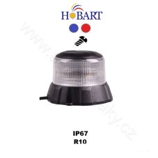 Robustný modro-červený LED maják, čierny hliník, 48 W, EMC R10