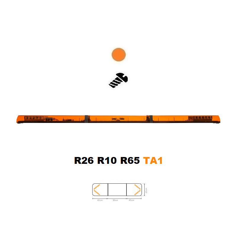 LED majáková rampa Optima 60C 140cm, Oranžová, EHK R65 - Barva: Oranžová, Kryt: Barevný, LED moduly: 4ml