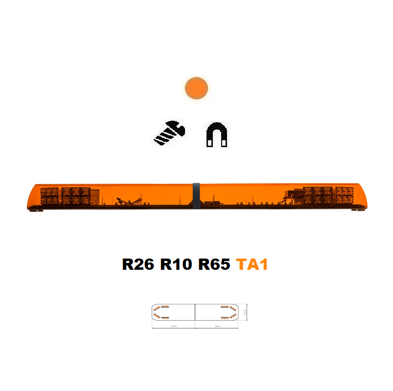 LED majáková rampa Optima 90/2P 110cm, Oranžová, EHK R65 - Barva: Oranžová, Kryt: Barevný, LED moduly: 8ml LED majáková rampa Optima 90/2P 110cm, Oranžová, EHK R65 - Barva: Oranžová, Kryt: Barevný, LED moduly: 8ml