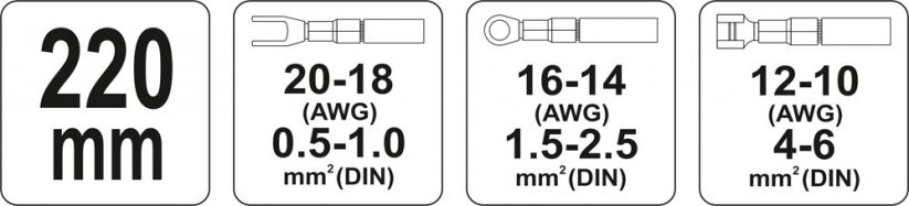 Konektorové kliešte 220 mm, priemer 0,5-6 mm
