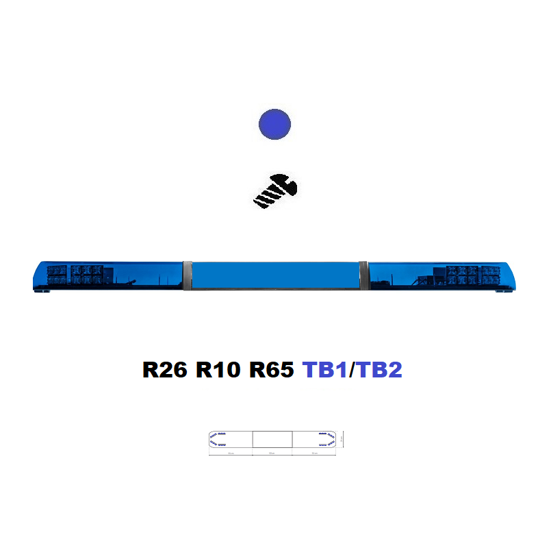 LED majáková rampa Optima 90/2P 160cm, Modrá, EHK R65 - Barva: Modrá, Kryt: Barevný, LED moduly: 8ml