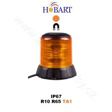 Robustný oranžový LED maják, magnet, čierny hliník, 96 W, ECE R65