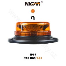 LED maják, 12-24V, 12x3W oranžový, magnet, ECE R65