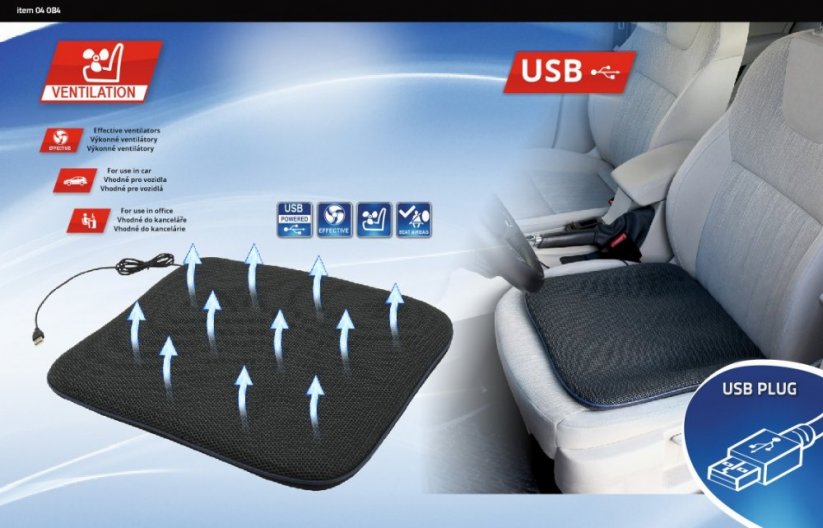 Vankúš na sedenie s ventiláciou USB 5V 44x42cm