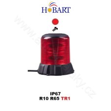 Robust red LED beacon, black aluminium, 96W, ECE R65