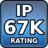 The product uses the automotive “K” variant per ISO 20653: dust-tight under “K” test conditions and resistant to temporary immersion (“7K” immersion per road-vehicle test conditions).