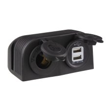 Double socket with panel 1x CL + 2x USB charger waterproof