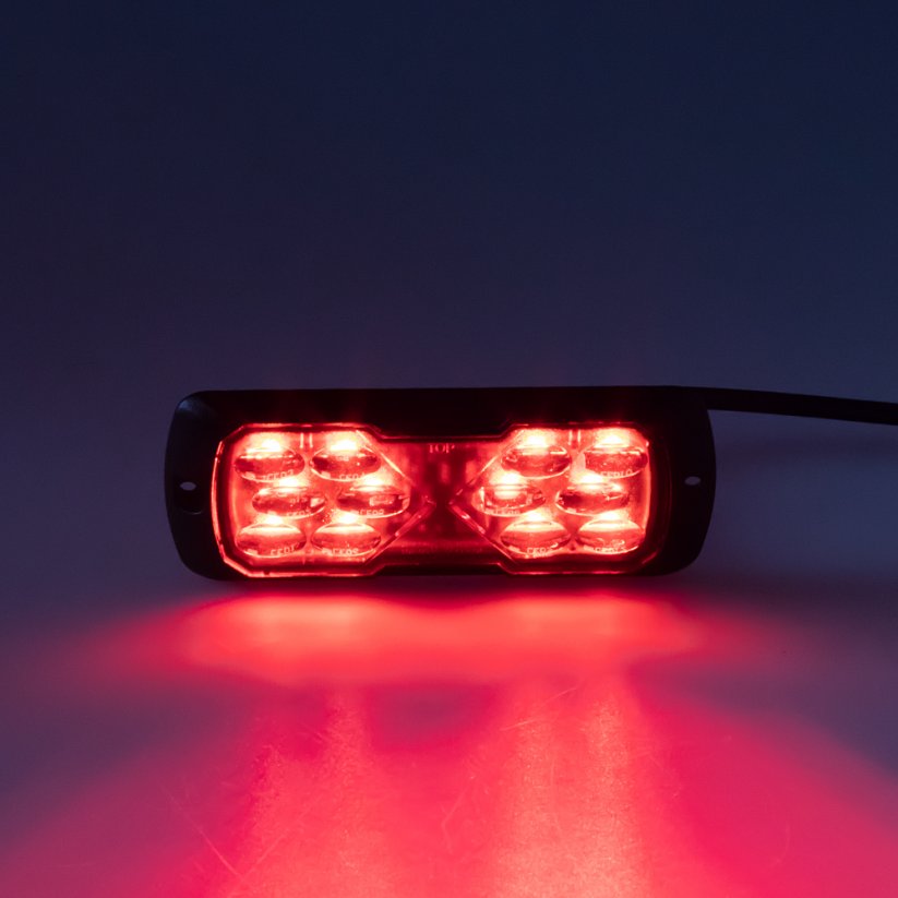 PROFI LED warning light 12-24V 11,5W red ECE R65 114x44mm