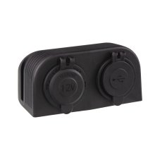 Double socket with panel 1x CL + 2x USB charger waterproof