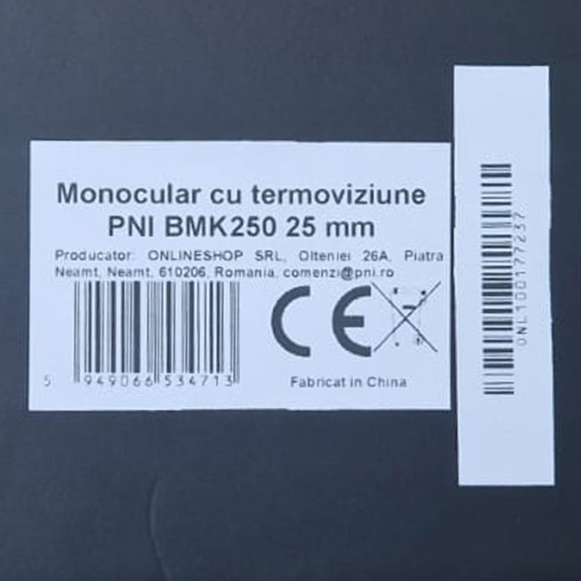 PNI BMK250 Thermal Monocular, 25 mm, IP67, 3400 mAh battery, 4× digital zoom, 12× optical magnification