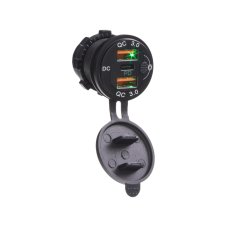 2x nabíječka USB QC3.0 + USB-C, voděodolná, hliníková do panelu