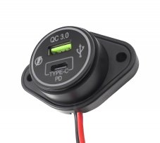 USB QC4.0 + USB-C PD4.0 zásuvka 12/24V, montáž na povrch