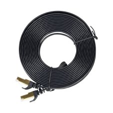 Plochý sieťový kábel S/STP CAT7, 2 x RJ45, 7,5 m, čierny