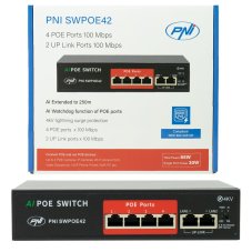 POE switch, 4 POE porty 100 Mbps a 2 UP Link porty 100 Mbps, 65 W, funkcia AI