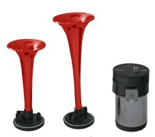 2-tónová fanfára 220mm, 12V s kompresorom červený ECE R28