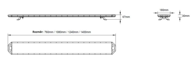 LED rampa 1400mm, oranžová+bílá, 10-30V, ECE R65