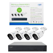 POE PNI House IPMAX POE 5 video monitorovacia súprava, NVR so 4 POE portami a 4 5MP IP kamerami