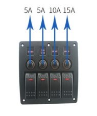 Panel so 4x prepínačmi 12/24V