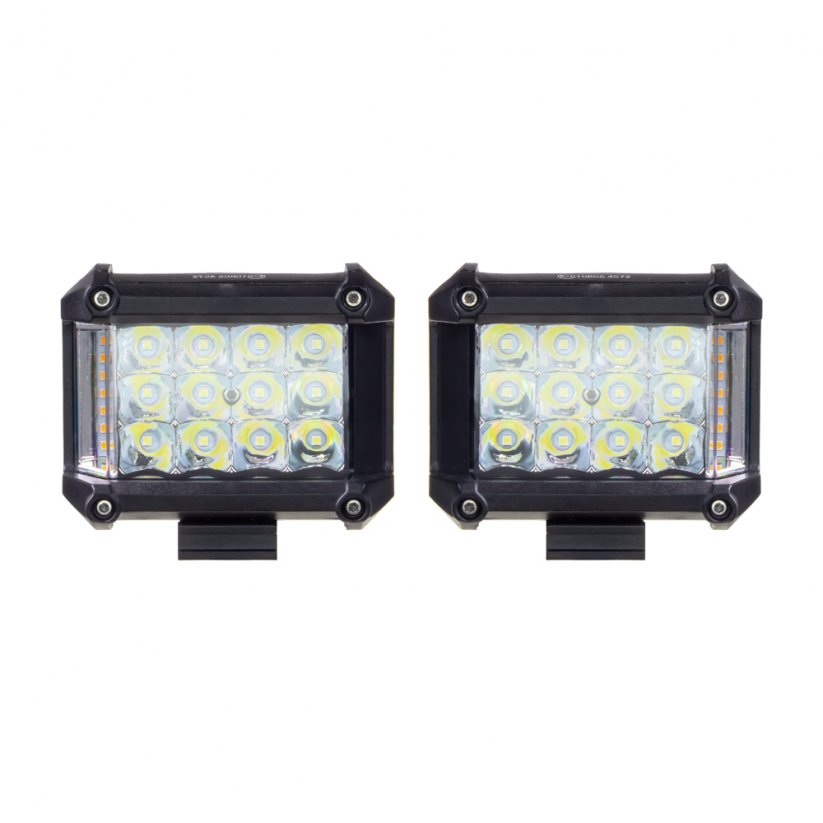 LED rectangular lights white/orange, 19W, 19xLED, ECE R10, 2pcs