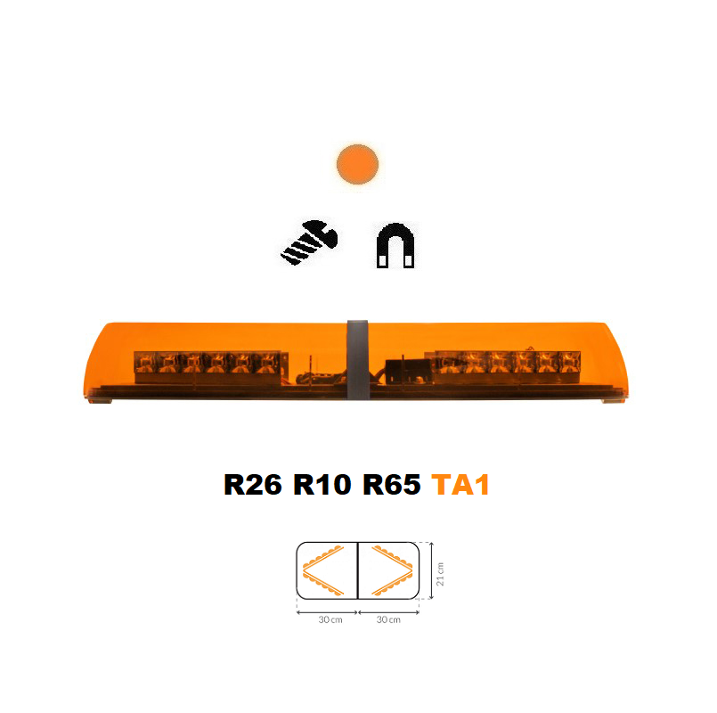 LED majáková rampa Optima 90 60cm, Oranžová, EHK R65 - Barva: Oranžová, Kryt: Barevný