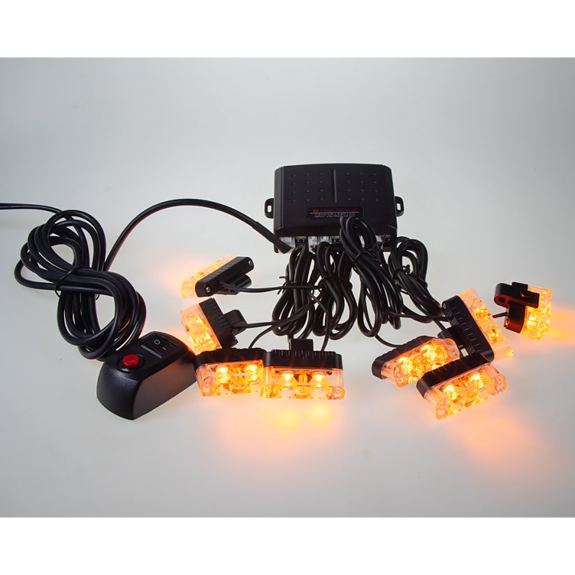 Vonkajšie výstražné svetlá LED, pre mriežku, oranžové, 12V