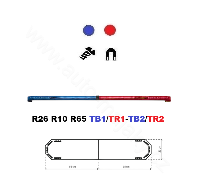 LED lightbar Montana 110cm, Blue-red, ECE R65 - Lens: Colored, LED modules: 10ml