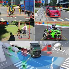 Set monitor 10,36" 4x 4PIN s Apple CarPlay, Android auto, Bluetooth, DVR, BSD, + kamera + 15m kabel