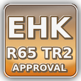 EHK R65 TR2 označuje výstražný maják kategorie T (360°), barvy R = červená , v třídě 2 (dvě úrovně svítivosti včetně ztlumeného nočního režimu).
