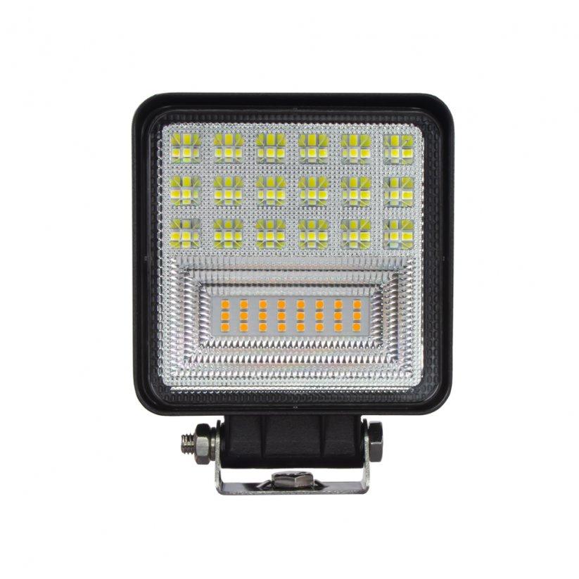 LED svetlo štvorcové biele/oranžové, 42x3W, ECE R10