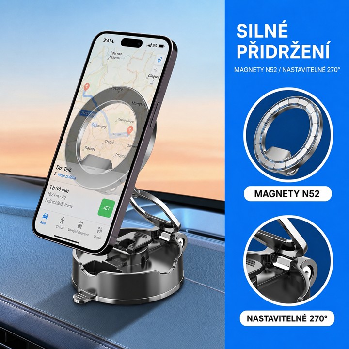 Magnetický držák telefonu s vakuovou přísavkou r-16V