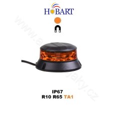 Robustný oranžový LED maják, magnet, čierny hliník, 36 W, ECE R65