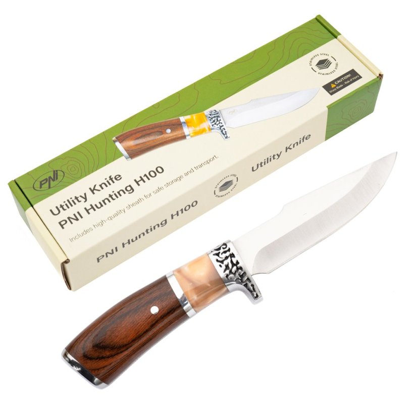 PNI Hunting H100 - hunting knife, 215 mm long, with sheath