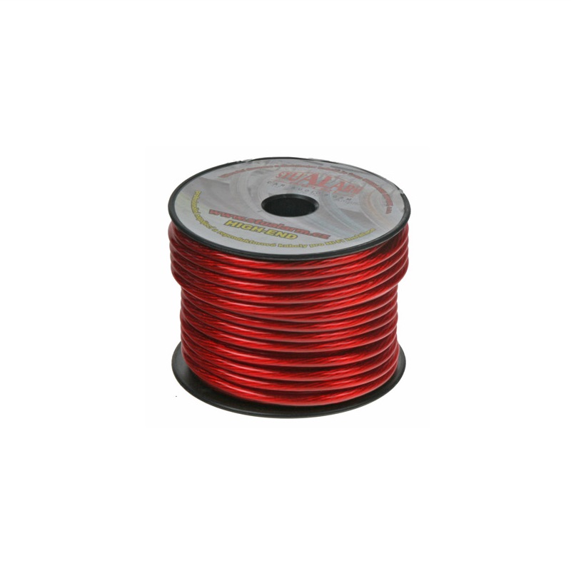 Kabel 6 mm, červeně transparentní, 25 m balení