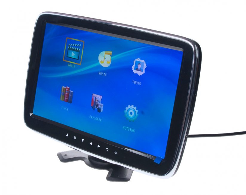 10,1" LCD monitor na opierke/prístrojovej doske s modulátorom FM, microSD/USB