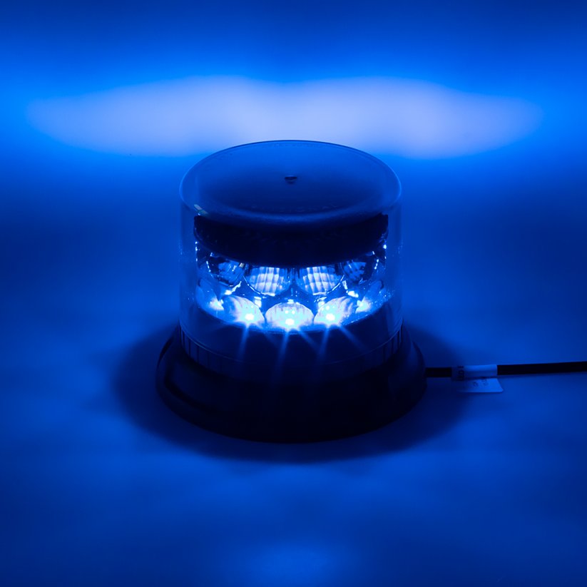 LED maják modrý 12 / 24V, pevná montáž, 24x LED 3W, R65
